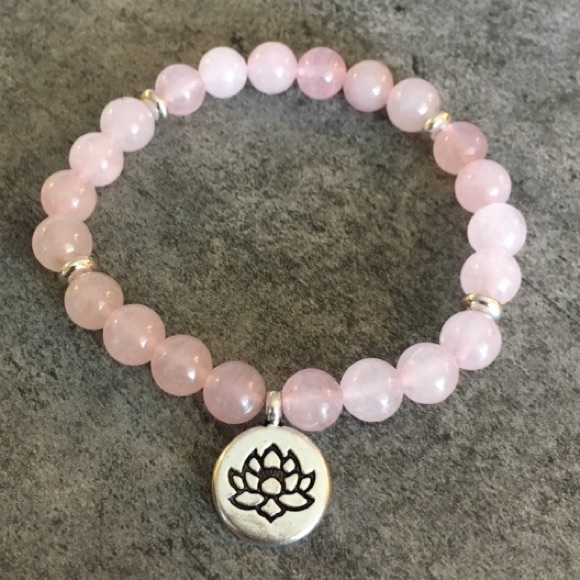 Rose Quartz Lotus Chakra Stretchy Bracelet - Picture 4 of 4